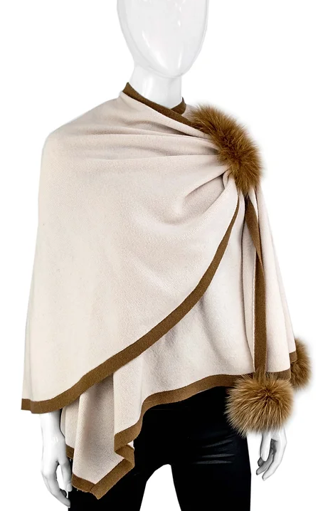 Wool Wrap with Fur Pull-Through Loop