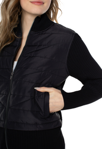 Quilted Front Full Zip Sweater Jacket