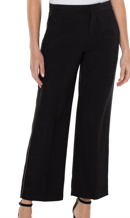 Wide Leg Ankle Trouser with Chain