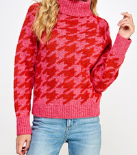 Houndstooth Turtleneck Sweater