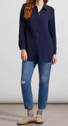 PEBBLED CREPE ROLL-SLEEVE TUNIC
