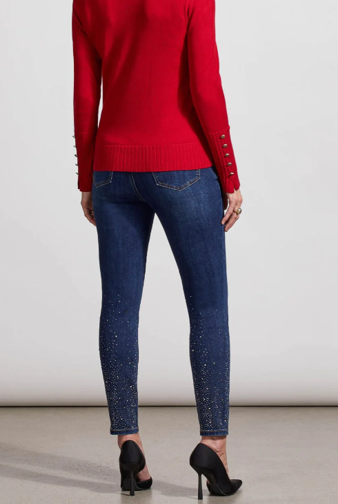 Audrey Pull-on Jeans with Rhinestone Bottom