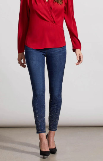 Audrey Pull-on Jeans with Rhinestone Bottom