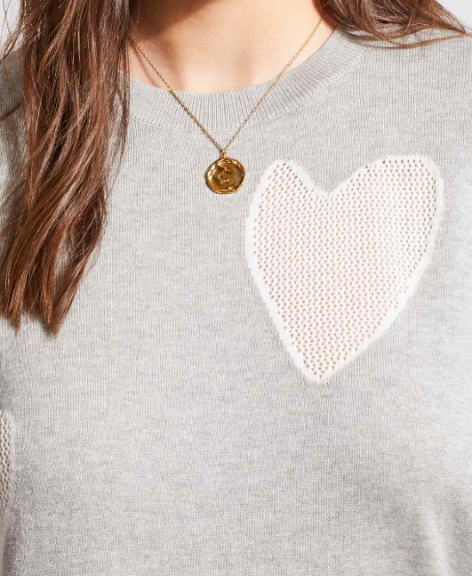 Crew Neck Sweater with Hearts