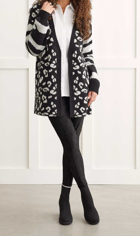 Black and white leopard cardigan 2025