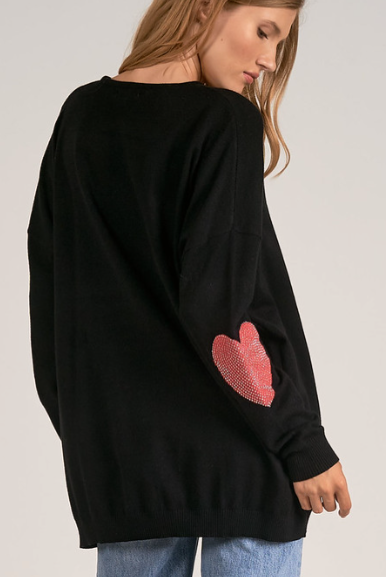 Sweater with Heart Detail on Sleeve