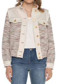 Cropped Denim Boucle Jacket