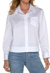 BUTTON FRONT SHIRT WITH ELASTIC BACK WAIST