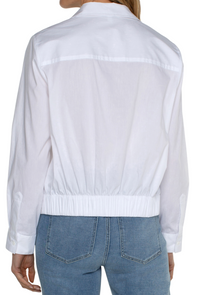 BUTTON FRONT SHIRT WITH ELASTIC BACK WAIST