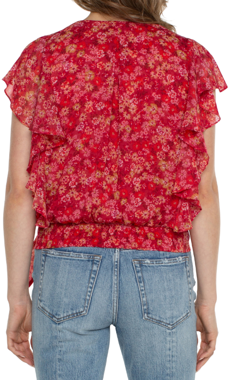 DRAPED FRONT TOP WITH WAIST TIE