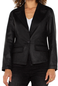 Coated One Button Blazer