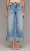 Wide Leg Cuffed Jeans