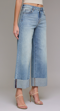 Wide Leg Cuffed Jeans