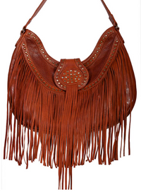 Leather Fringe and Studded Handbag