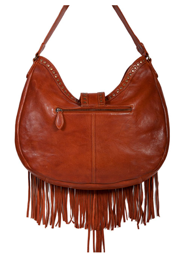 Leather Fringe and Studded Handbag
