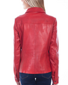 Red Leather Snap Front Jacket