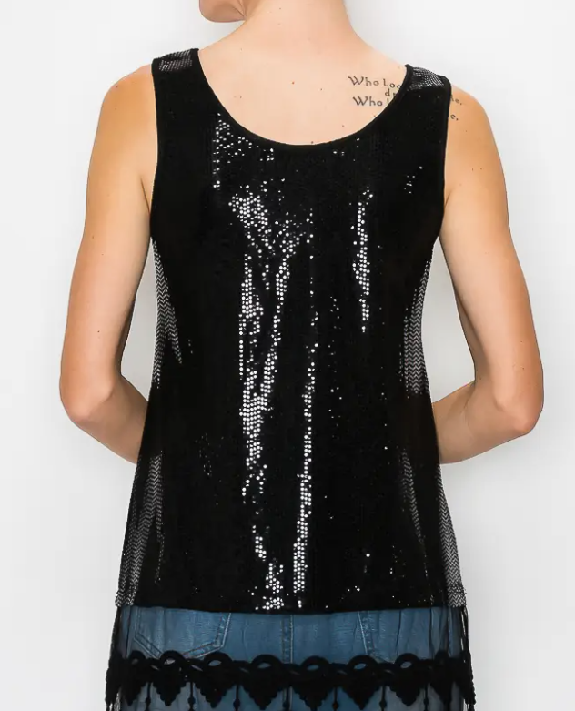 Sparkly Tank Top With Lace