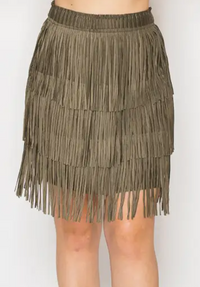 Short Layered Fringe Tiered Skirt