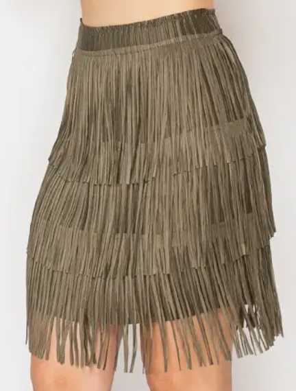 Short Layered Fringe Tiered Skirt