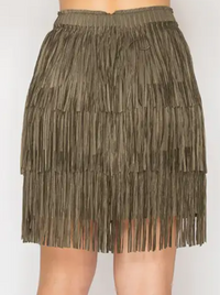 Short Layered Fringe Tiered Skirt