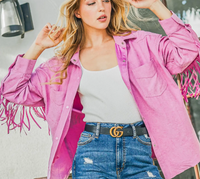 Fringe Back Button Down Jacket