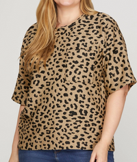 Textured Leopard Print Top (Plus)