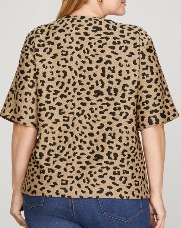 Textured Leopard Print Top (Plus)
