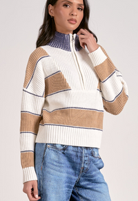 Striped Quarter Zip Sweater