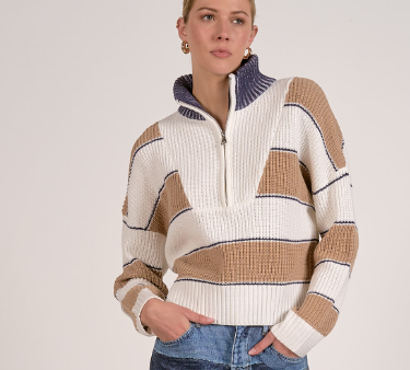 Striped Quarter Zip Sweater