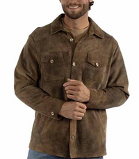 Men's Distressed Suede Shirt Jacket