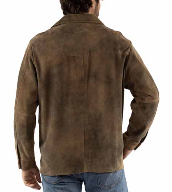 Men's Distressed Suede Shirt Jacket