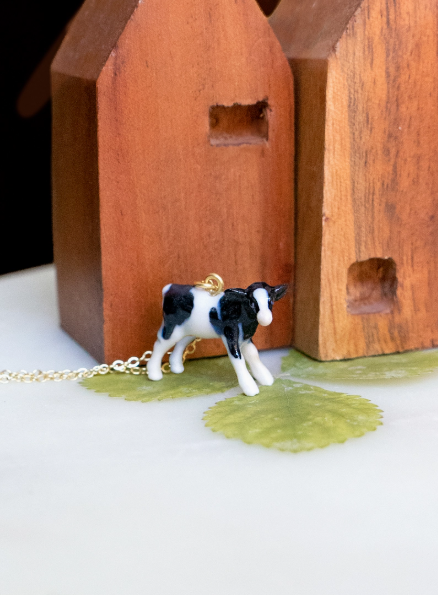 Tiny Painted Cow Necklace