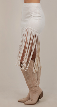 Faux Suede Fringe Skirt