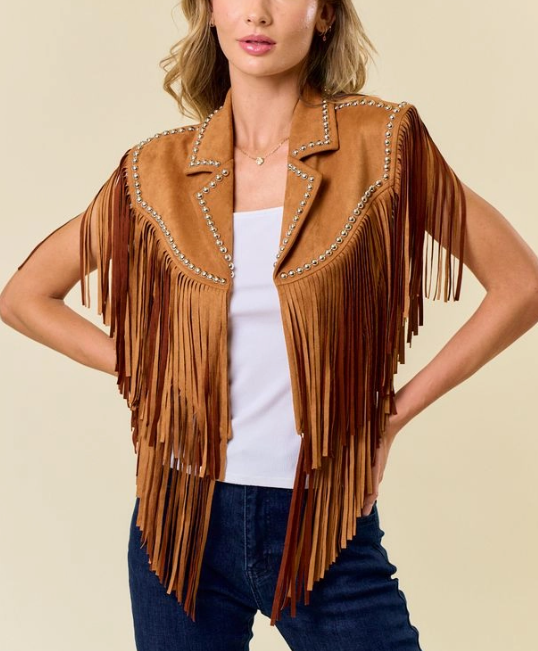 Studded Fringe Shrug