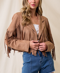 Fringe Suedette Moto Jacket