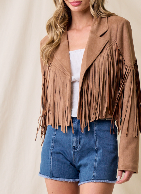Fringe Suedette Moto Jacket