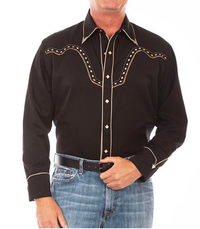 Mens Black Pearl Snap