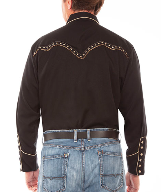 Mens Black Pearl Snap