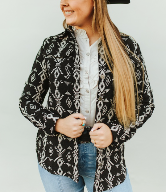 B&W Aztec Jacquard Woven Shirt