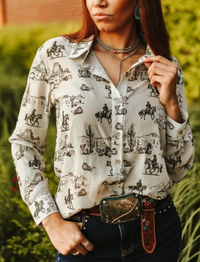 Western Desert Chiffon Shirt