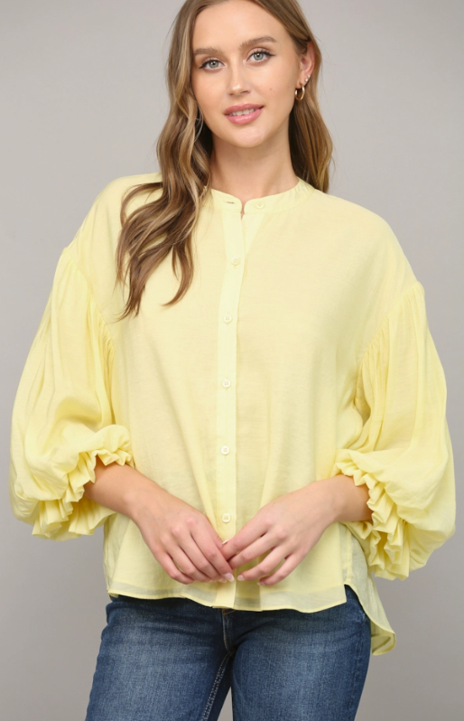 Puff Sleeve Button Down