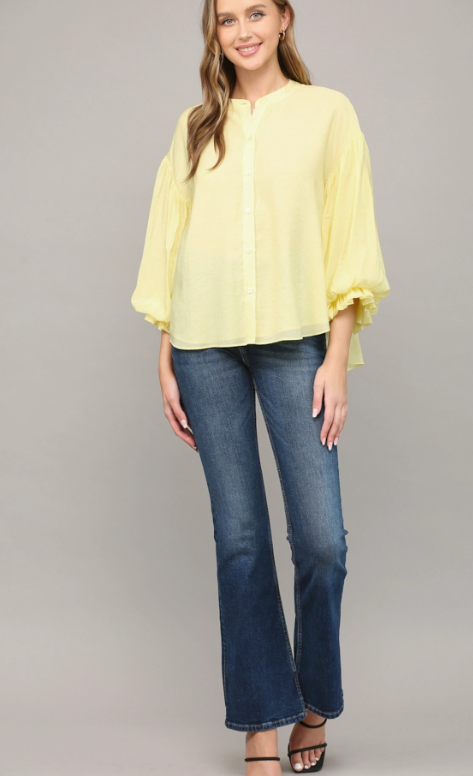 Puff Sleeve Button Down