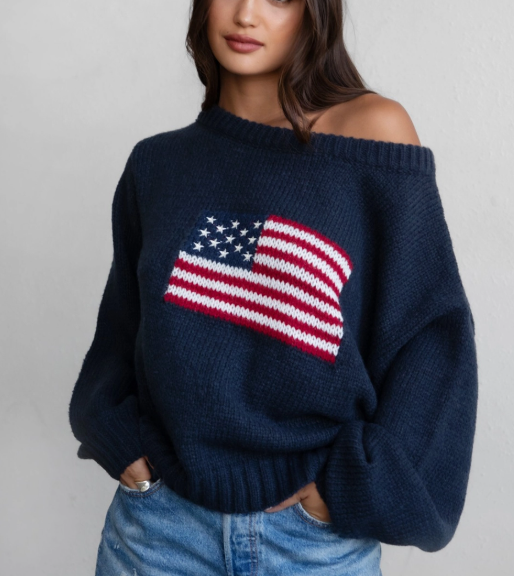 Ribbed Knit Flag Sweater