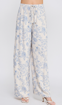 Printed Soft Linen Wide Leg Pants