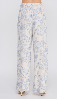 Printed Soft Linen Wide Leg Pants