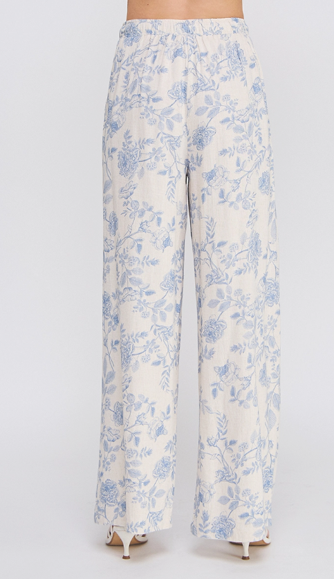 Printed Soft Linen Wide Leg Pants