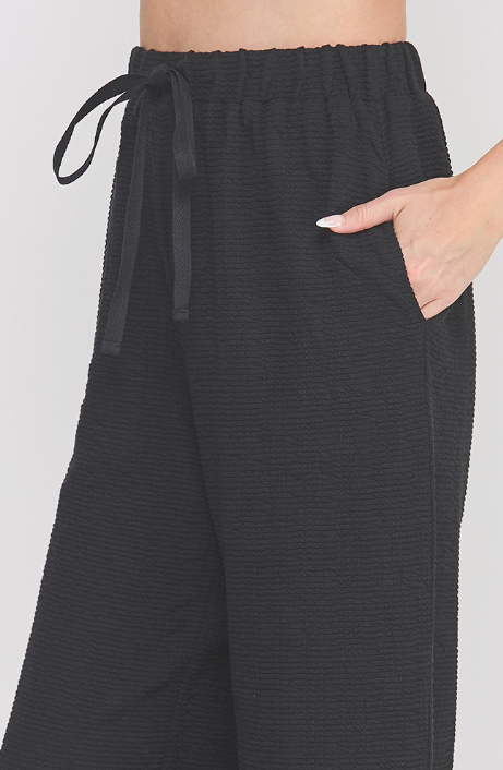 Cotton Blend Jacquard Wide Leg Pants