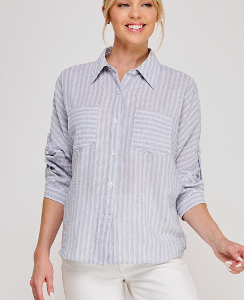 Soft Linen Blend Long Sleeve Shirt