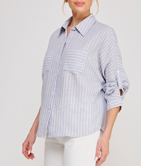 Soft Linen Blend Long Sleeve Shirt