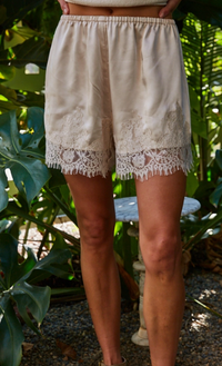 Satin Shorts with Lace Detail